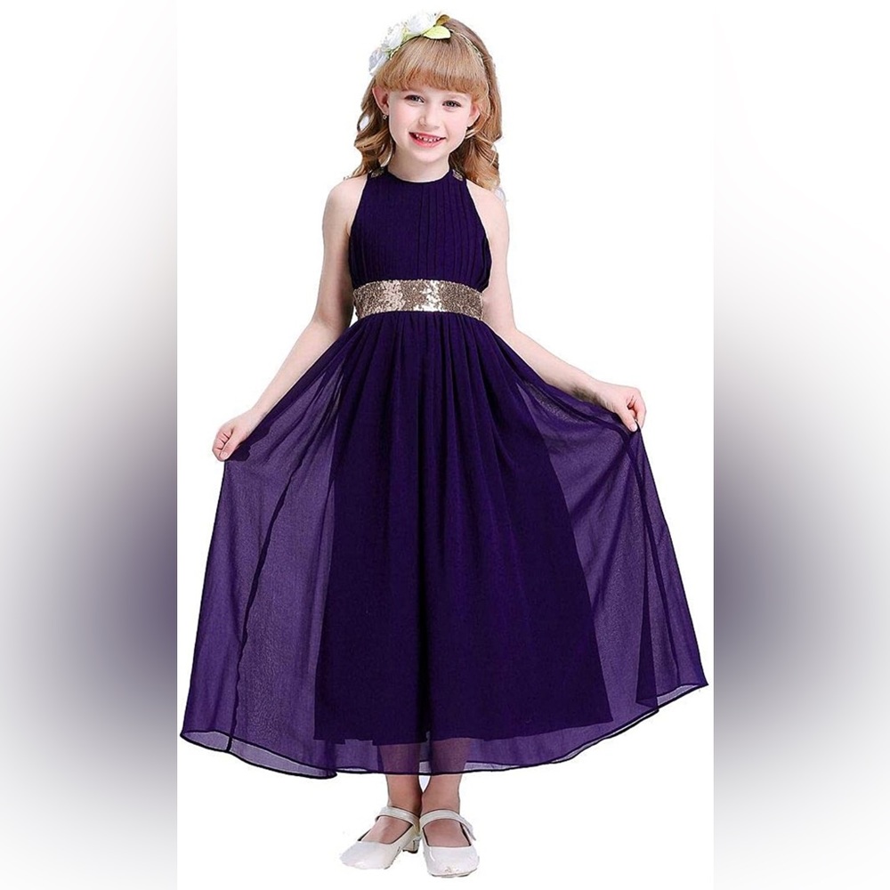 Happy Rose Sequins Chiffon Girls Dress